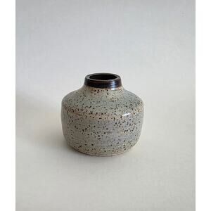 Handmade Studio Pottery Mini Bud Vase – Speckled Glaze – Signed – 2.5" x 2.75"